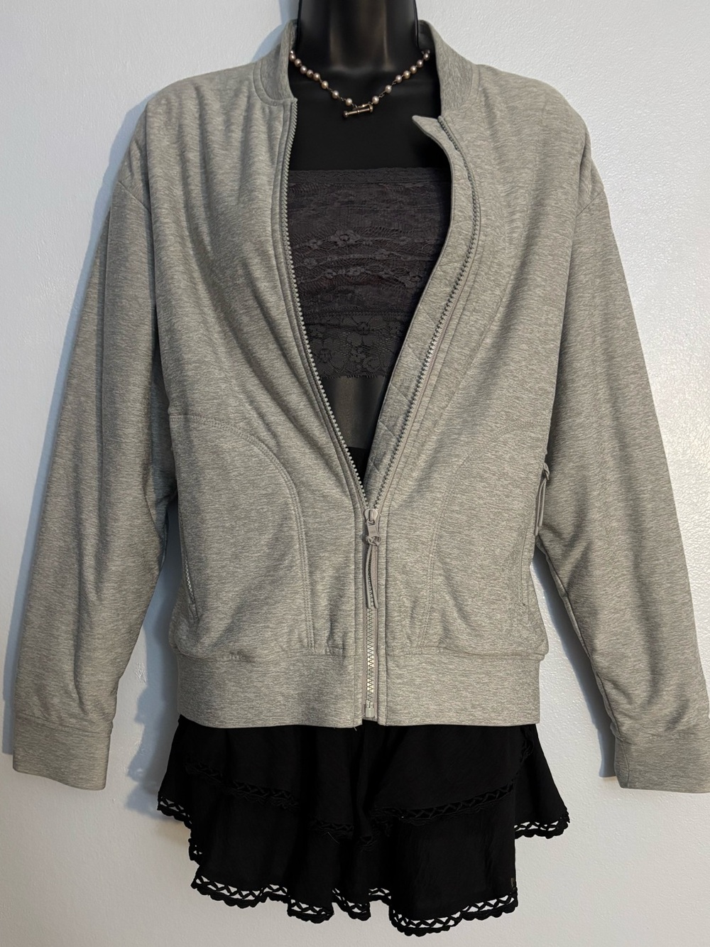 Vuori Gray Full-Zip Bomber Jacket